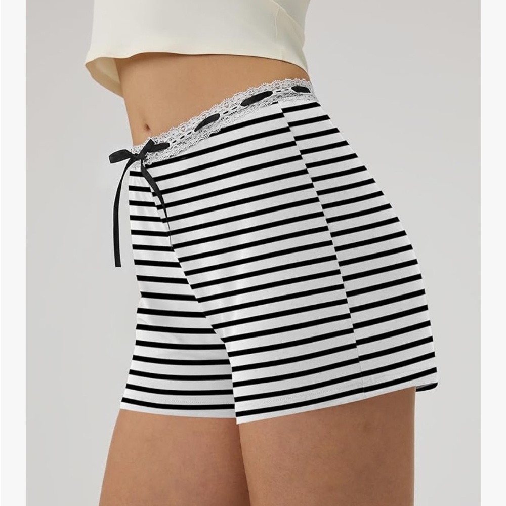 Striped Black and White Women's Shorts
